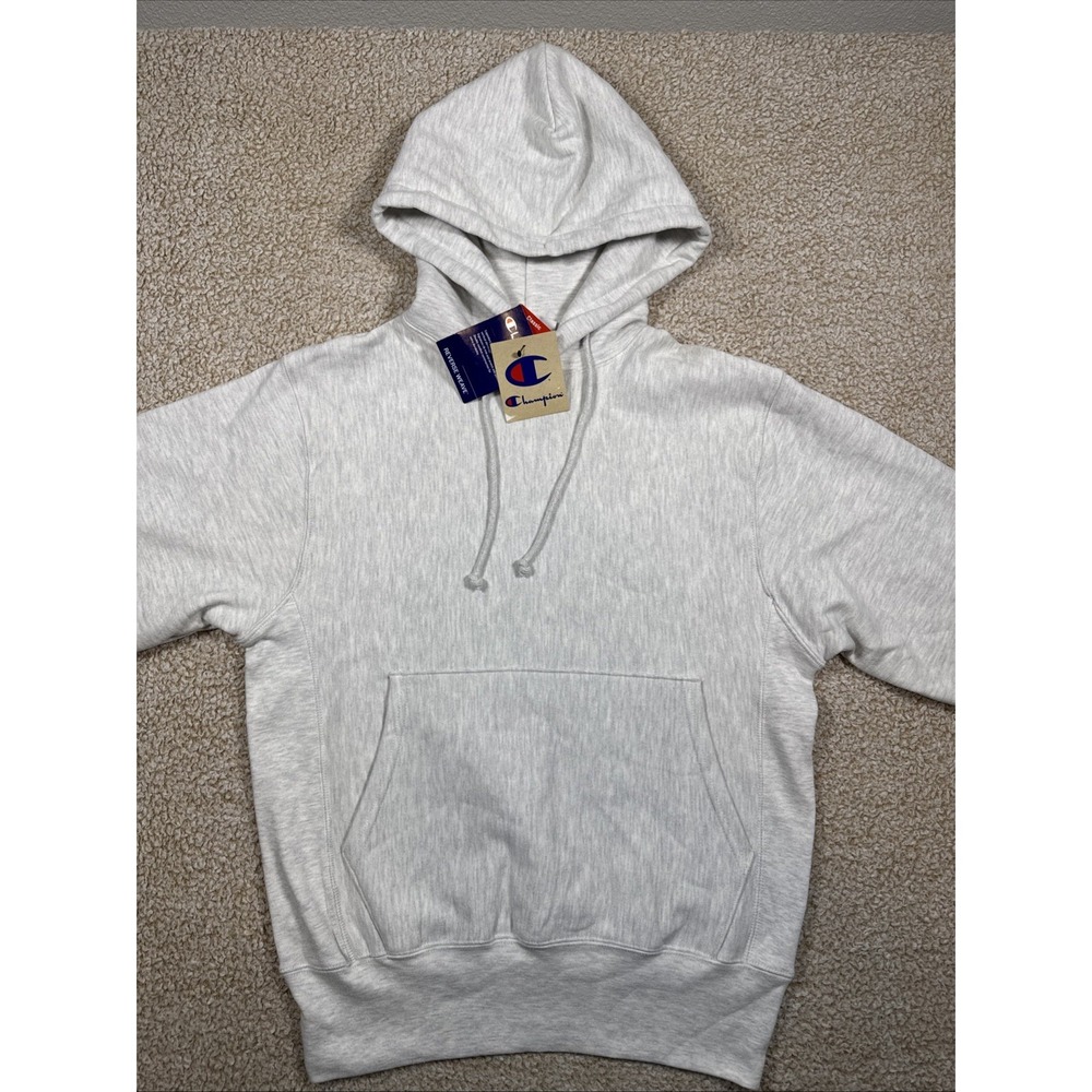 NWT Champion Reverse Weave Hooded Sweatshirt Mens S Gray Heather Hoodie Pullover